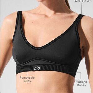 ALO Yoga Black Sports Bra with Flocking Details